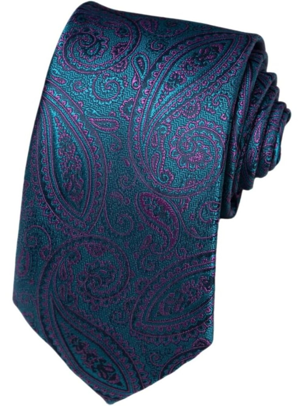 🆕Men Teal 100%Microfiber Paisley Jacquard Slim Formal Necktie For Wedding Dress